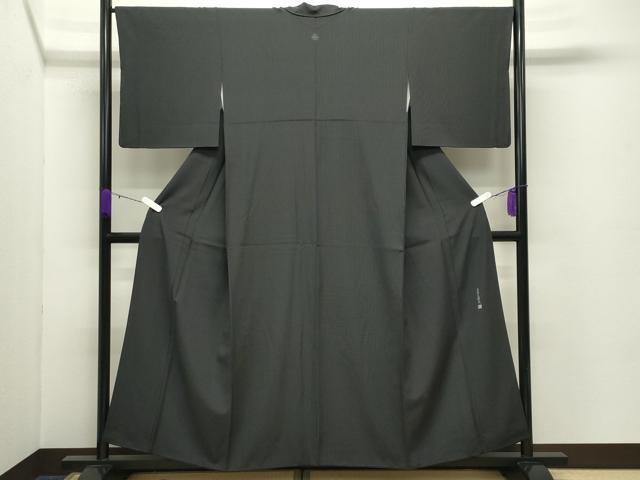 平和屋着物●江戸小紋　庭野三樹夫作　角通し　黒地　正絹　逸品　CABD8912gh_1