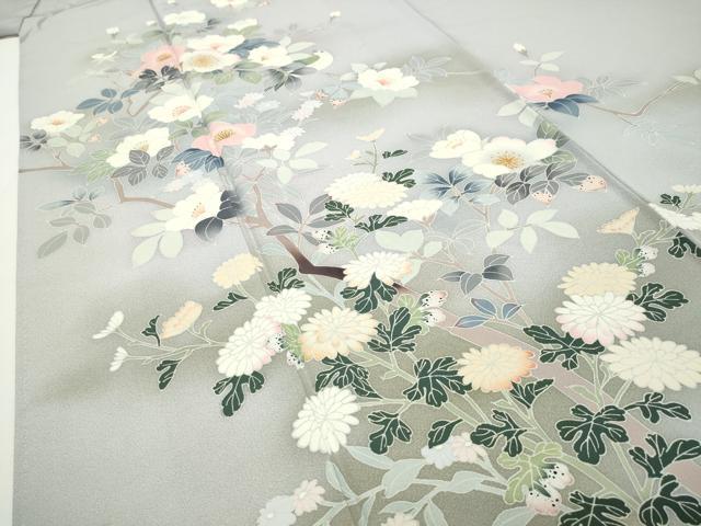 平和屋着物○訪問着 友禅 休み鳥枝花文 暈し染め 正絹 逸品 CABD8920gh