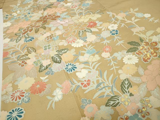 平和屋着物●訪問着　駒刺繍　草花文　金彩　正絹　逸品　CABD8921gh_3