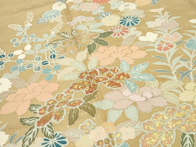 平和屋着物●訪問着　駒刺繍　草花文　金彩　正絹　逸品　CABD8921gh_2