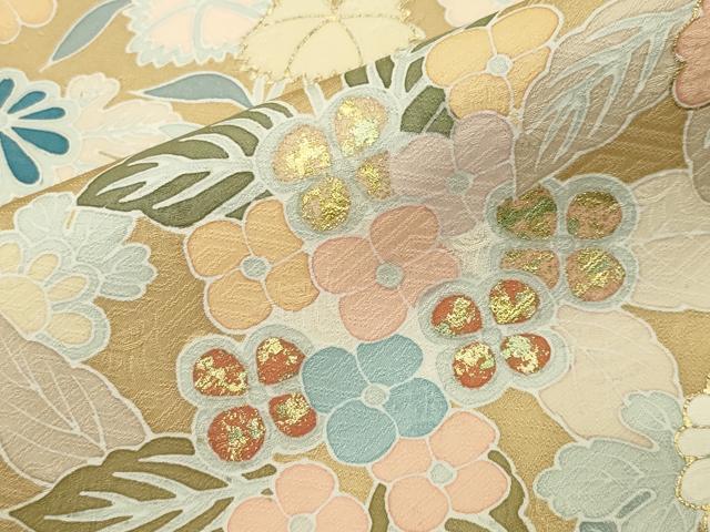 平和屋着物●訪問着　駒刺繍　草花文　金彩　正絹　逸品　CABD8921gh_6