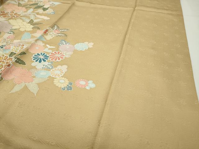 平和屋着物●訪問着　駒刺繍　草花文　金彩　正絹　逸品　CABD8921gh_4