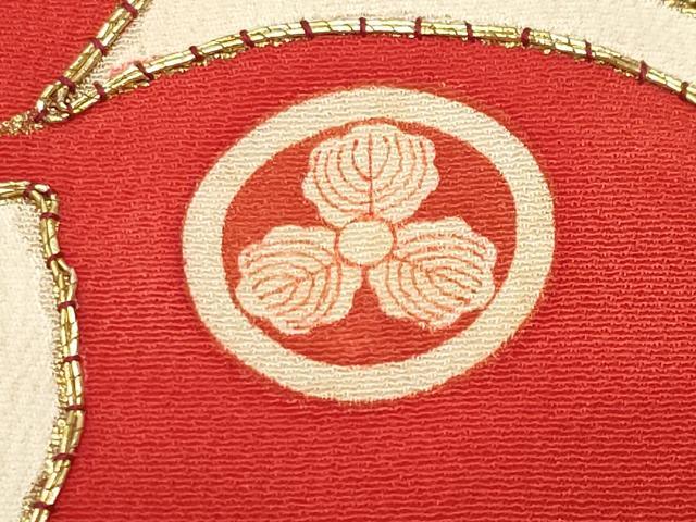 平和屋本店●アンティーク　大正ロマン　振袖　駒刺繍　立波松花文　黒地　金彩　正絹　逸品　CABD8924gh_8