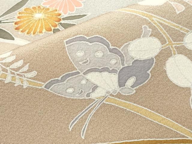 平和屋着物●訪問着　作家物　舞蝶草花文　暈し染め　金彩　正絹　逸品　CABD8934gh_5