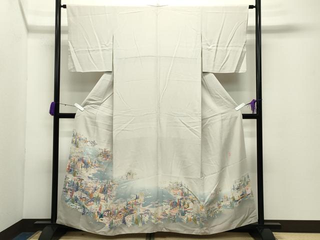 平和屋着物●本加賀友禅作家　黒田勲　色留訪問着　風景文　暈し染め　正絹　逸品　CABD8938gh