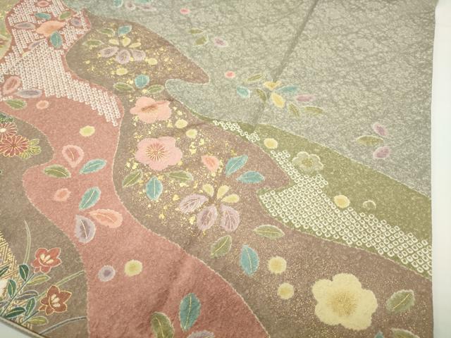 平和屋着物●訪問着　御所車花文　金彩　正絹　逸品　CABD8969gh_4