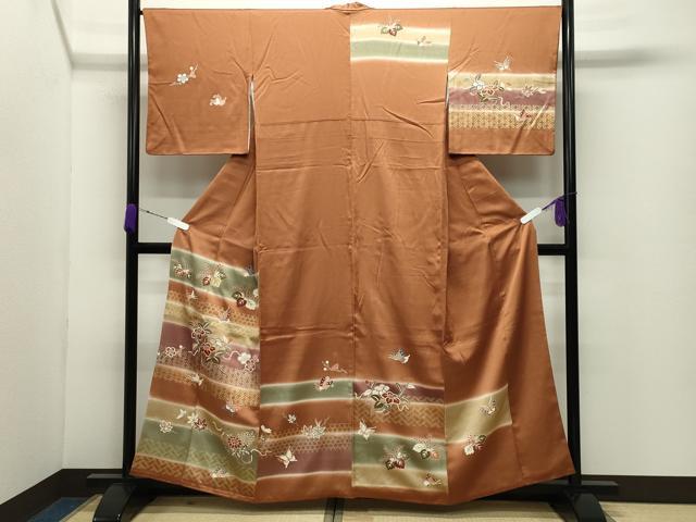 平和屋着物●創業460年・千總　訪問着　駒刺繍　桐舞蝶花文　暈し染め　金彩　伊勢丹扱い　正絹　逸品　CABD8973gh