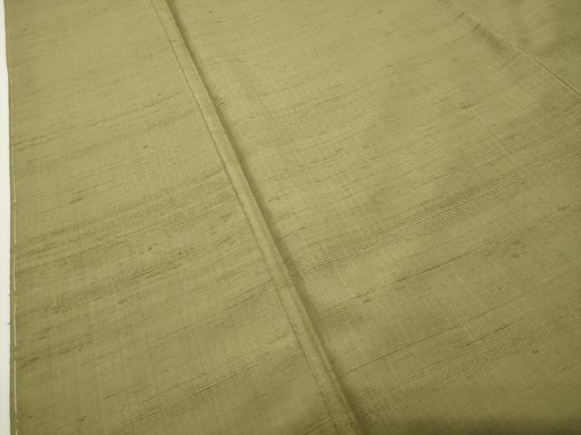 平和屋着物●山崎青樹作　草木染研究所　紬　草木染　老竹色　反端付き　正絹　逸品　未使用　CABD9117gh_3