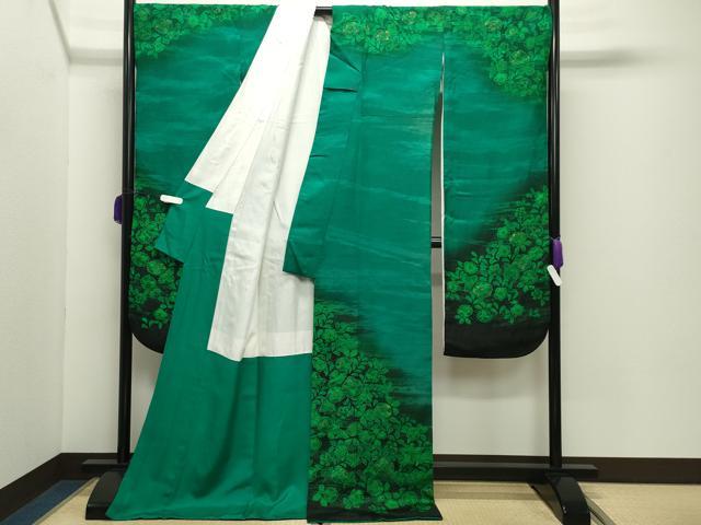 平和屋着物●越後十日町の一流染匠　桐屋・翠山工房　振袖　辻が花　絞り　暈し染め　金彩　銀通し地　正絹　逸品　CABD9132gh_3