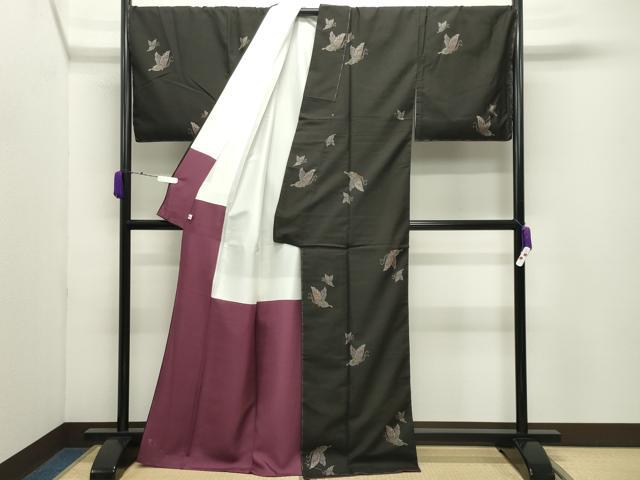 平和屋着物●本場大島紬　9マルキ　泥染め　地空き　舞蝶文　松永テツ子作　証紙付き　正絹　逸品　未使用　CABD9222gh_2