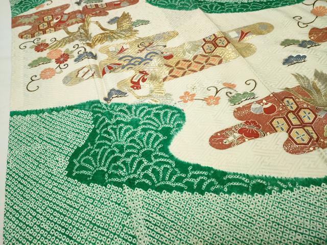 平和屋着物●訪問着　駒刺繍　絞り　飛鶴宝尽くし文　金銀彩　やまと誂製　正絹　逸品　CABD9243gh_3