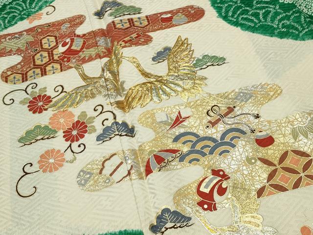 平和屋着物●訪問着　駒刺繍　絞り　飛鶴宝尽くし文　金銀彩　やまと誂製　正絹　逸品　CABD9243gh_2