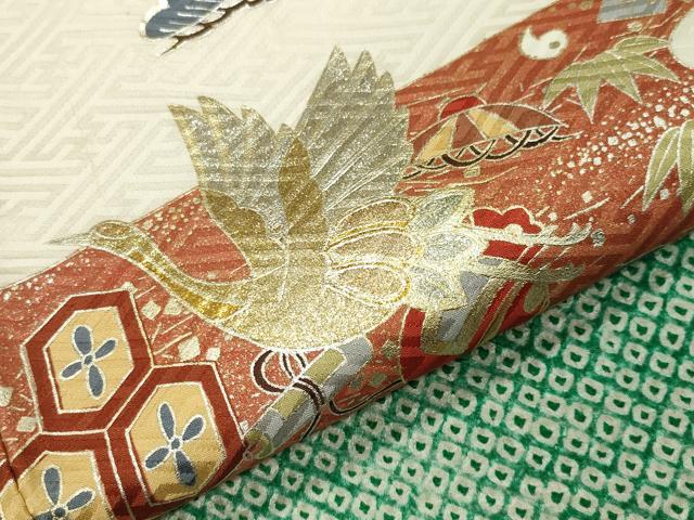 平和屋着物●訪問着　駒刺繍　絞り　飛鶴宝尽くし文　金銀彩　やまと誂製　正絹　逸品　CABD9243gh_5