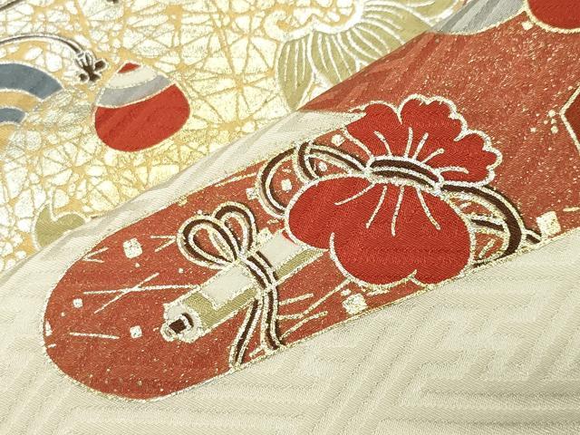 平和屋着物●訪問着　駒刺繍　絞り　飛鶴宝尽くし文　金銀彩　やまと誂製　正絹　逸品　CABD9243gh_6