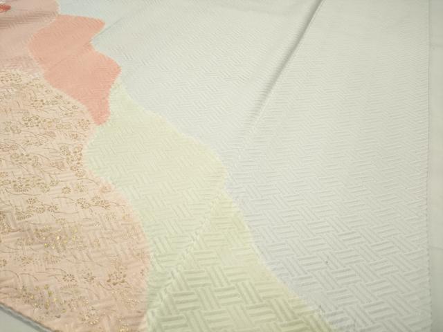 平和屋着物●訪問着　絞り　刺繍　草花文　金彩　正絹　逸品　CABD9449gh_4