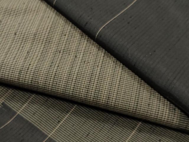 平和屋着物●上質な紬　市松文　正絹　逸品　CABD9462gh