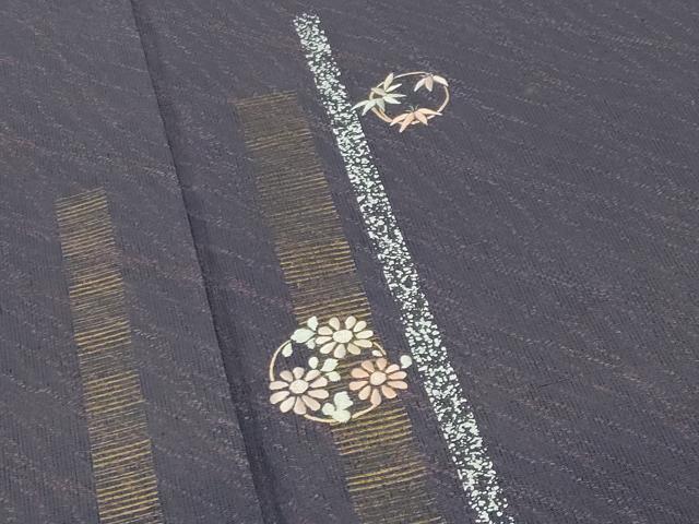 平和屋着物●訪問着　紬地　刺繍　花丸文　金彩　正絹　逸品　CABD9465gh_2
