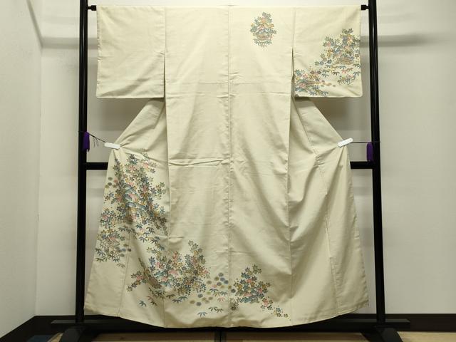 平和屋着物●訪問着　紬地　風景松竹梅文　正絹　逸品　CABD9471gh