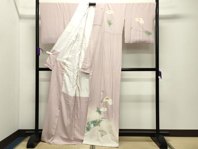 平和屋着物●訪問着　作家物　草花文　暈し染め　ロング丈　正絹　逸品　CABD9476gh_1