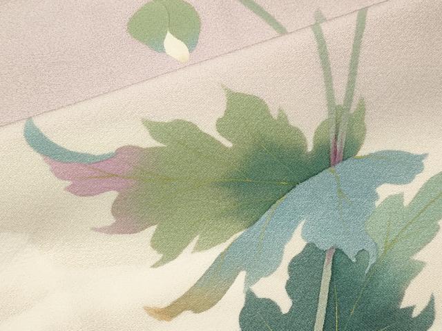 平和屋着物●訪問着　作家物　草花文　暈し染め　ロング丈　正絹　逸品　CABD9476gh_5