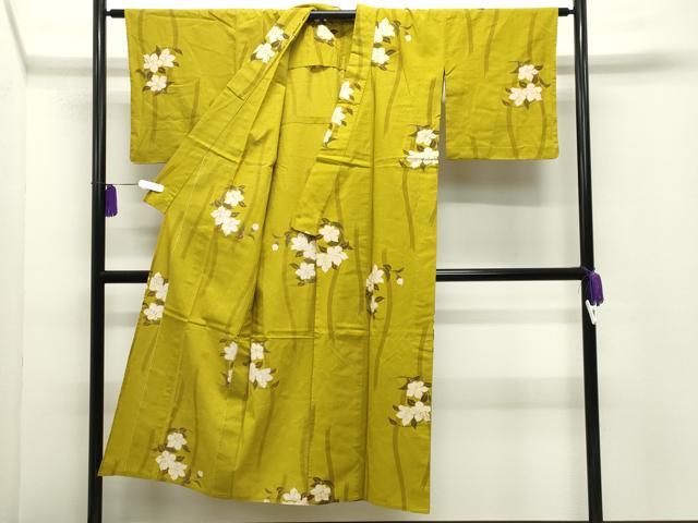 平和屋着物∴夏物　綿紅梅　浴衣　草花文　綿　逸品　CABD9550gh_2