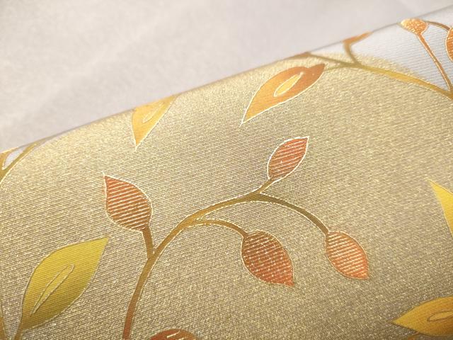 平和屋着物●銀座きしや　九寸名古屋帯　竹屋町刺繍　唐草丸文　金通し地　正絹　逸品　CABE0114hy