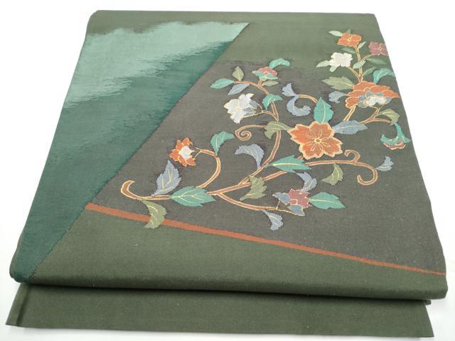 平和屋着物●太鼓柄袋帯　すくい織　更紗花唐草文　正絹　逸品　CABE0151hy