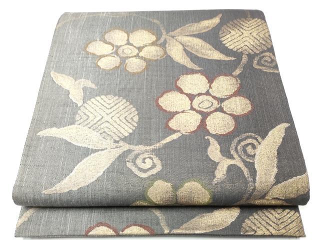 平和屋着物▽六通柄袋帯　スリーシーズン　春夏秋　花唐草文　金糸　正絹　逸品　CABE0166hy 平和屋着物▽六通柄袋帯 スリーシーズン 春夏秋 花唐草文 金糸 正絹