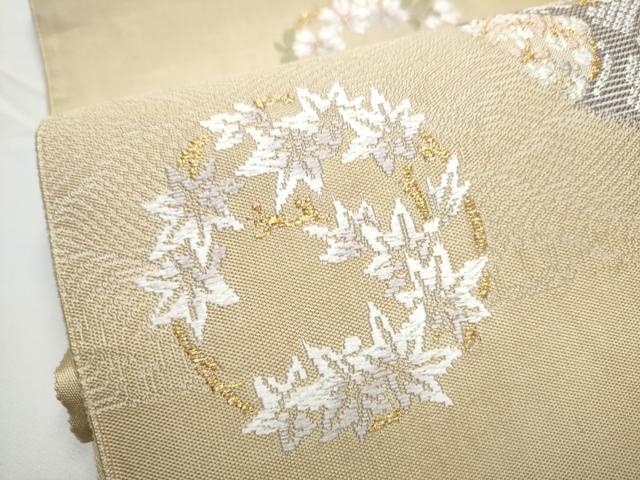 平和屋-こころ店◎六通柄袋帯 草花文 金糸 正絹 逸品 AAAF0981Bnf 逸品