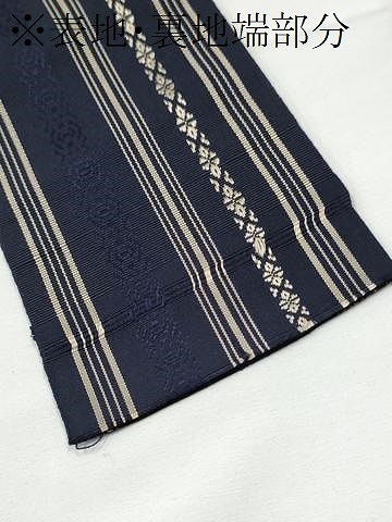 平和屋着物●男性　本場筑前博多織　両面　角帯　献上　牧山国光作　証紙付き　正絹　逸品　CABE0385hy_9