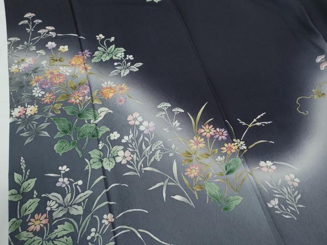 平和屋着物●訪問着　駒刺繍　草花文　暈し染め　正絹　逸品　CABE2027yc_3