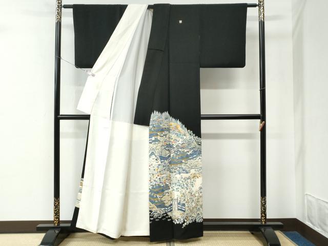 平和屋着物●本加賀友禅作家　百貫華峰　黒留袖　樹林風景文　正絹　逸品　CABE2095yc_1