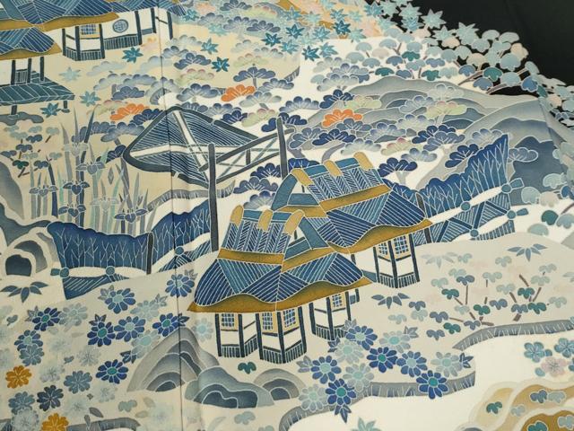 平和屋着物●本加賀友禅作家　百貫華峰　黒留袖　樹林風景文　正絹　逸品　CABE2095yc_2