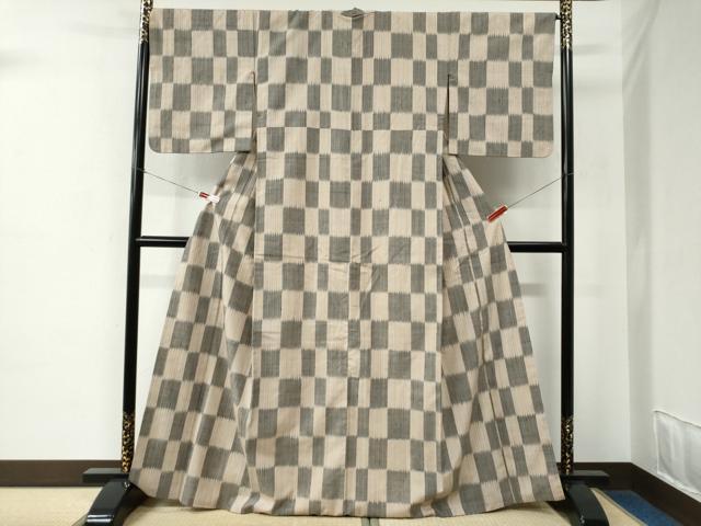 平和屋着物●上質な紬　市松文様　正絹　逸品　CABE2134yc 平和屋着物○上質な紬 市松文様 正絹 逸品 CABE2134yc 【公式通販】