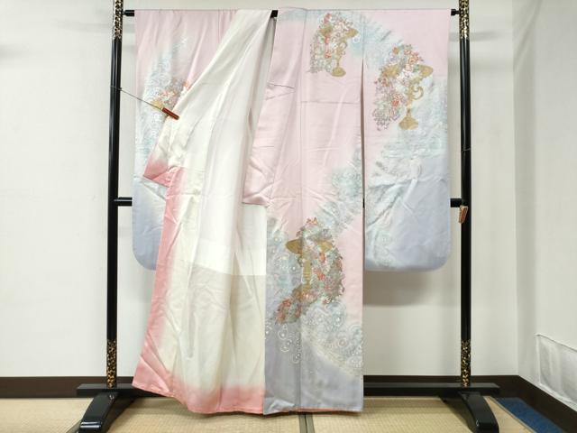 平和屋着物●豪華振袖　陶器更紗花唐草文　暈し染め　金銀彩　正絹　逸品　CABE2135yc_3
