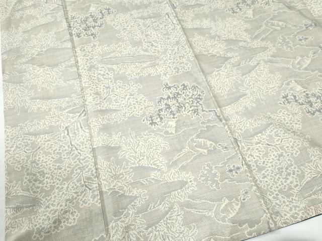 平和屋着物●本場大島紬　白大島　9マルキ　枝垂れ柳草花文　正絹　逸品　CABE2152yc_3
