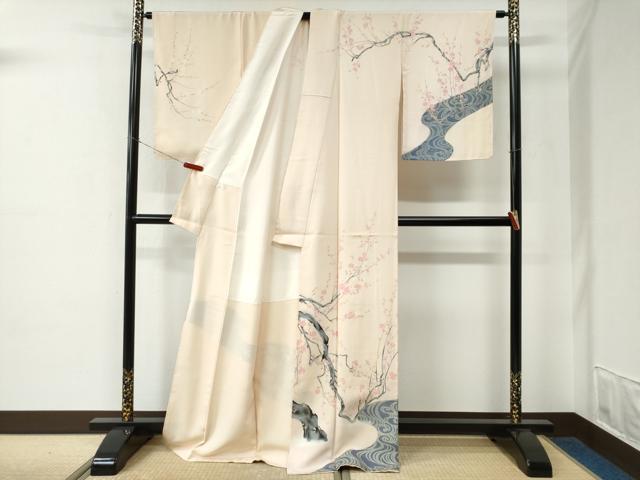 平和屋着物●訪問着　流水枝梅文　金彩　正絹　逸品　未使用　CABE2180yc_1