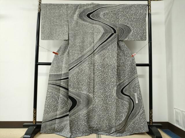 平和屋着物●訪問着　駒刺繍　絞り　草花文　黒地　正絹　逸品　AABG4032ck 平和屋着物○訪問着 駒刺繍 絞り 草花文 黒地 正絹 逸品 AABG4032ck