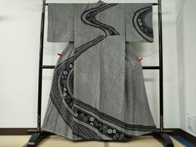 平和屋着物●訪問着　総絞り　吉祥草花文　黒地　正絹　逸品　CABE2197yc 平和屋着物○訪問着 総絞り 吉祥草花文 黒地 正絹 逸品 CABE2197ycの
