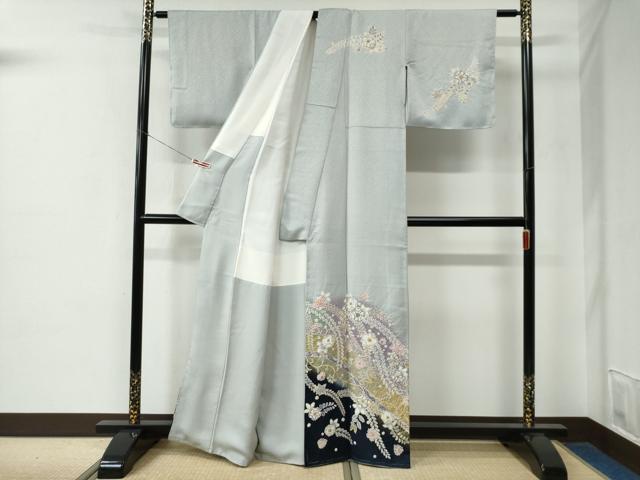平和屋着物●訪問着　作家物　辻が花　絞り　暈し染め　銀通し地　正絹　逸品　未使用　CABE2207yc_1