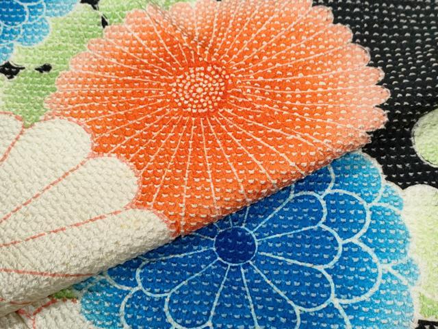 平和屋着物●名門　藤娘きぬたや・総絞り　振袖　枝菊文　黒地　正絹　逸品　CABE2213yc_7