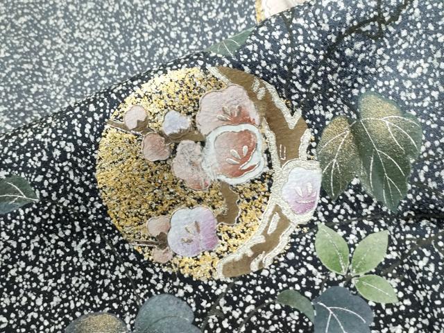 平和屋着物●訪問着　流水飛鶴草花丸文　たたき染め　金彩　正絹　逸品　CABE2232yc