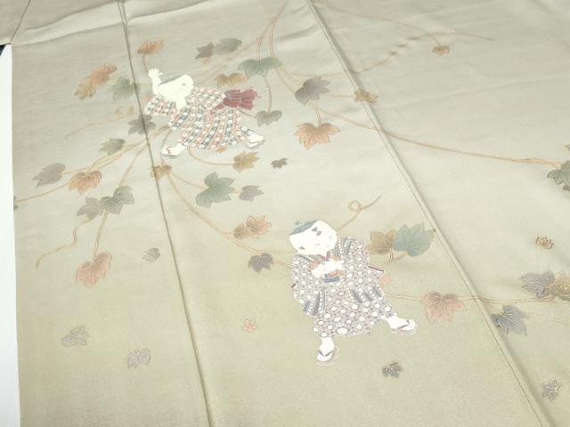 平和屋着物●友禅作家の巨匠　浅井青仁　訪問着　童子遊び　暈し染め　金彩　正絹　逸品　CABE2245yc_3