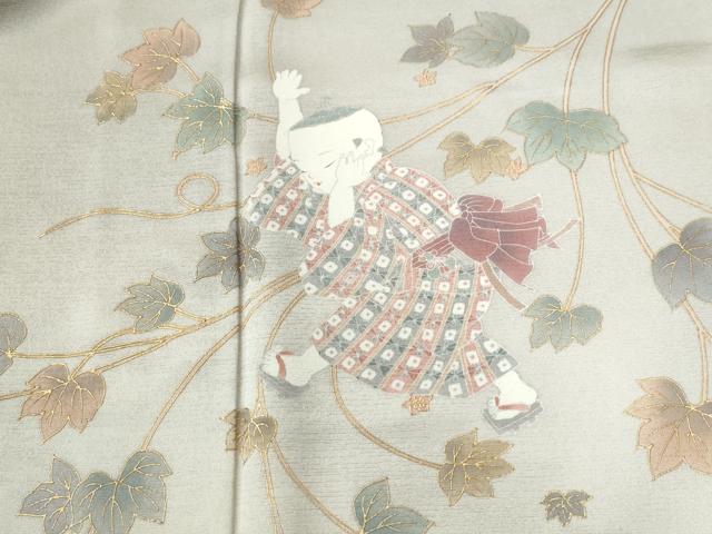 平和屋着物●友禅作家の巨匠　浅井青仁　訪問着　童子遊び　暈し染め　金彩　正絹　逸品　CABE2245yc_2