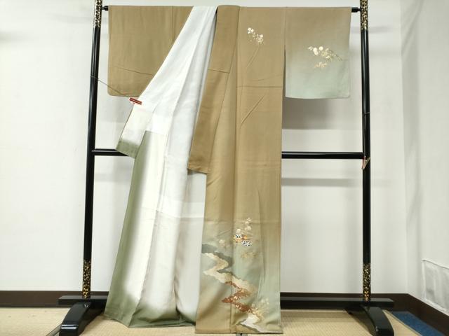 平和屋着物●金彩友禅　卓越技能者・名工・和田光正　訪問着　雲取り地紙竜田川花文　暈し染め　金彩　正絹　逸品　CABE2246yc_1