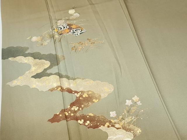 平和屋着物●金彩友禅　卓越技能者・名工・和田光正　訪問着　雲取り地紙竜田川花文　暈し染め　金彩　正絹　逸品　CABE2246yc_3