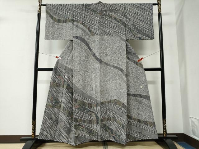 平和屋着物●伝統工芸士　坂尻耕人　江戸小紋　訪問着　更紗草花文　正絹　逸品　CABE2347yc