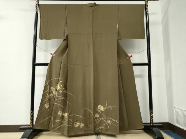 平和屋着物●訪問着　竹屋町刺繍　雪輪鶴南天花文　金彩　正絹　逸品　CABE2348yc