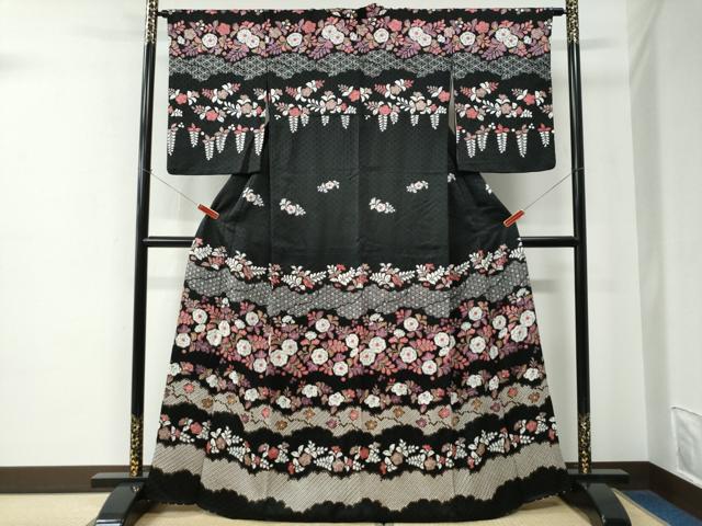 平和屋着物●訪問着　辻が花　絞り　黒地　正絹　逸品　CABE2350yc 平和屋着物○訪問着 辻が花 絞り 黒地 正絹 逸品 CABE2350ycの通販はau