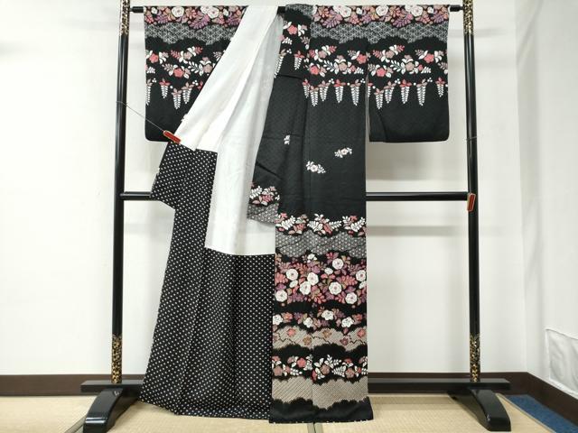 平和屋着物●訪問着　辻が花　絞り　黒地　正絹　逸品　CABE2350yc 平和屋着物○訪問着 辻が花 絞り 黒地 正絹 逸品 CABE2350ycの通販はau